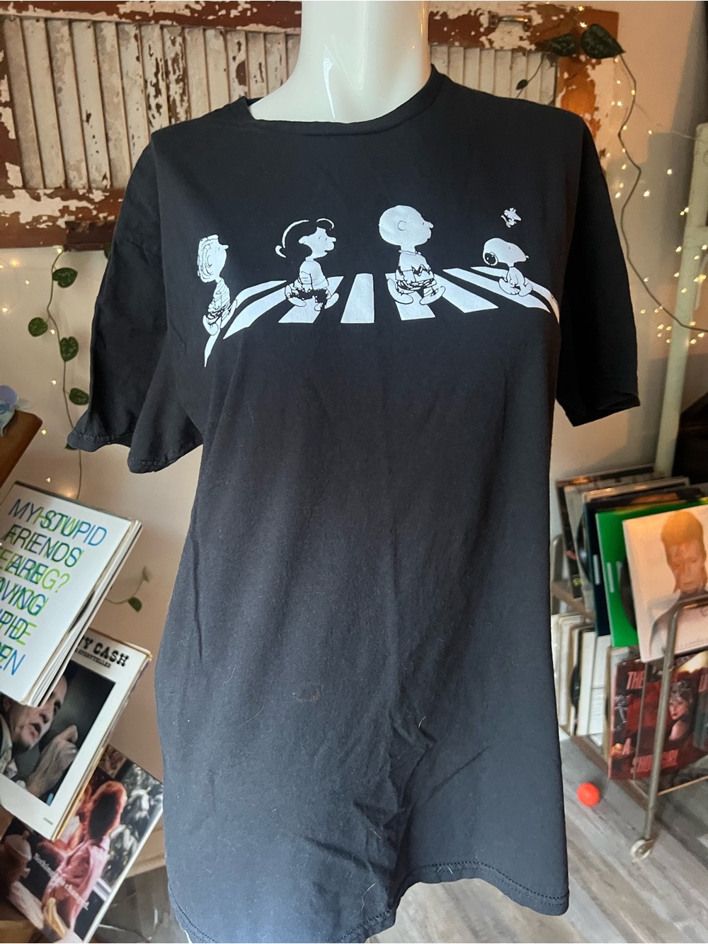 H&M Black Short-Sleeve Peanuts Abbey Road Tee